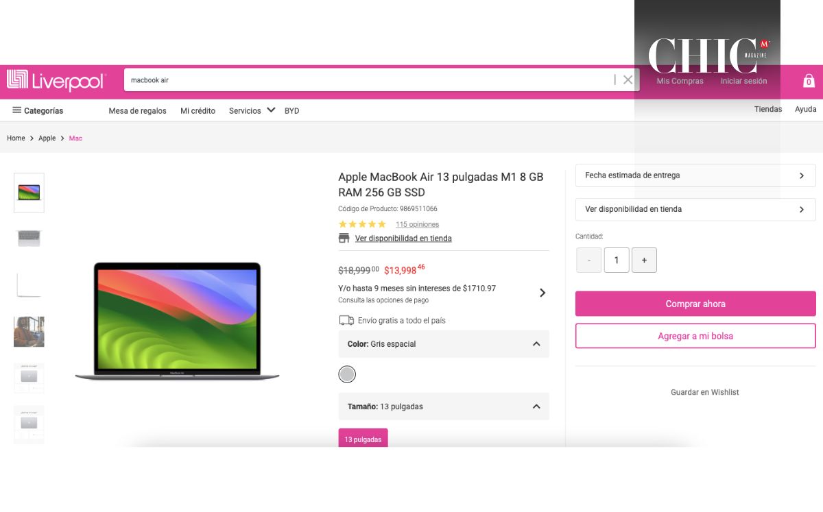 MacBook Air de 13 pulgadas con envío gratis en oferta (Liverpool)