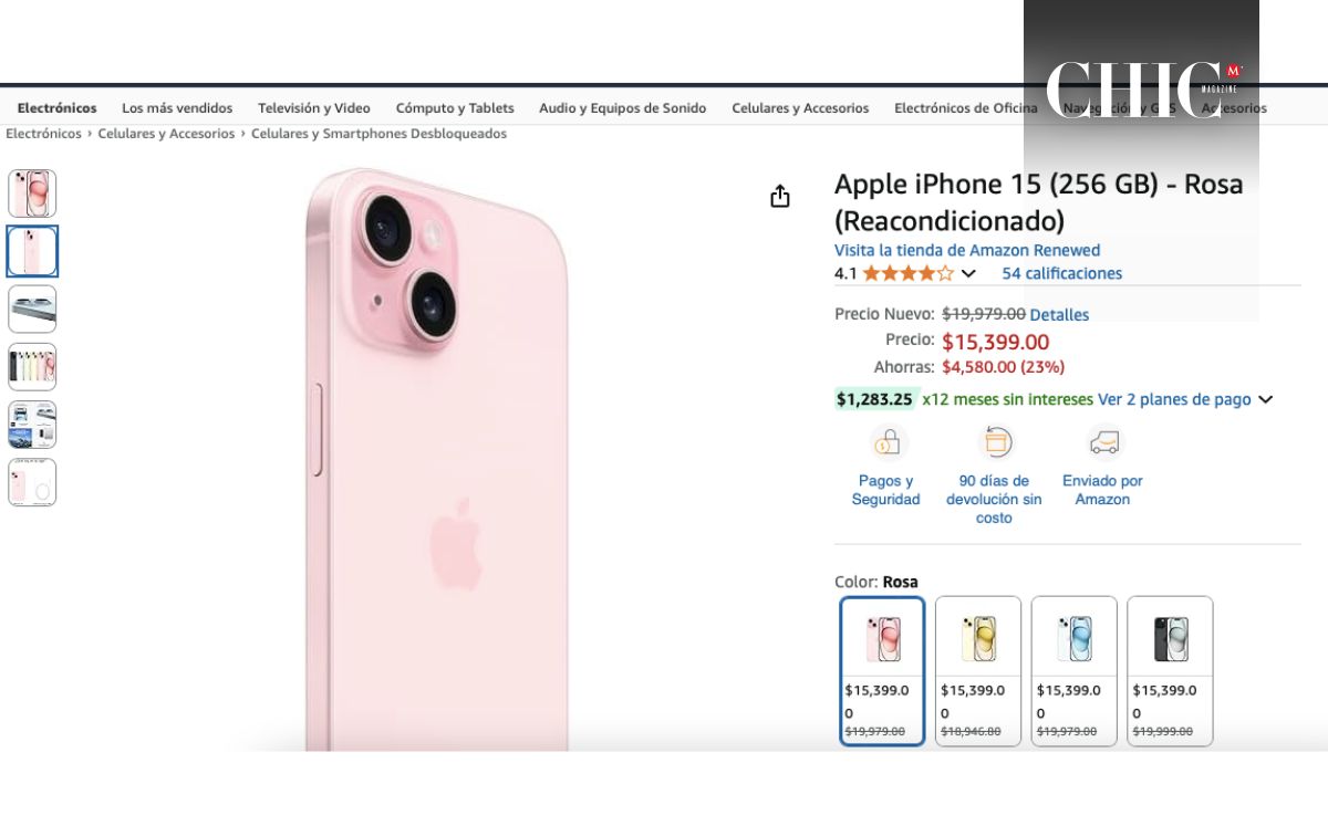 Precio del  iPhone 15 de 256 GB en oferta (Amazon)
