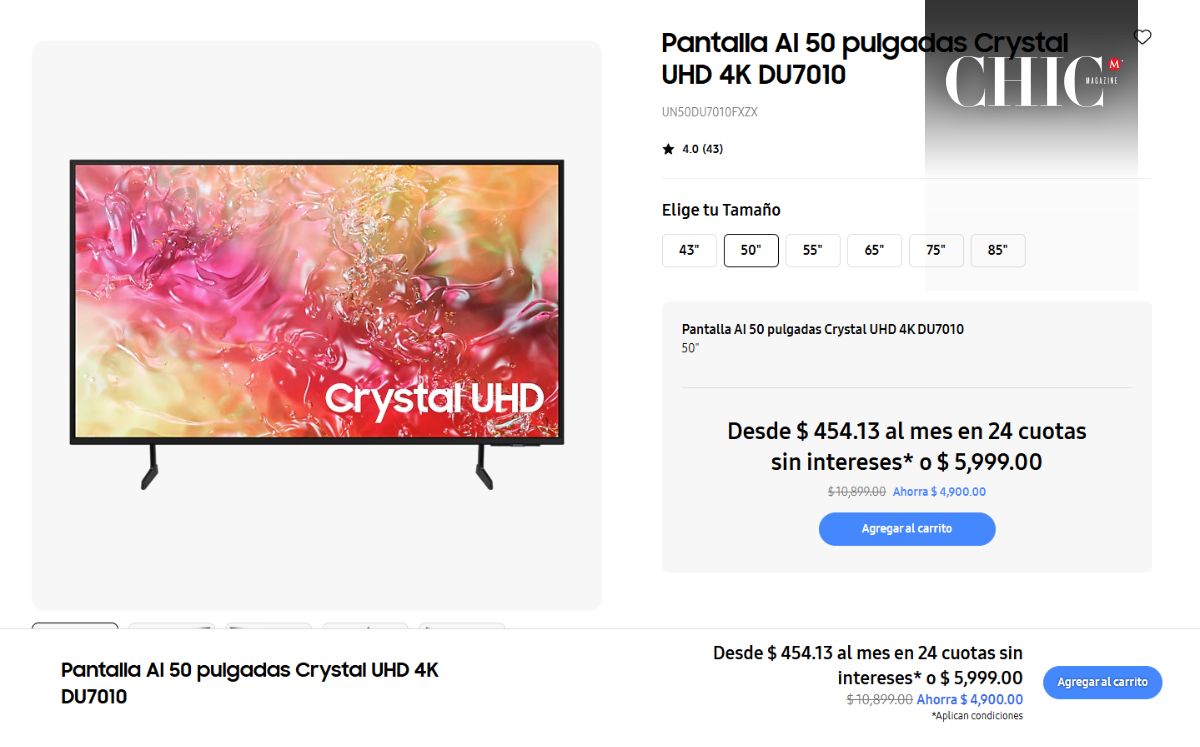 Samsung remata pantalla de 50 pulgadas a menos de 5 mil pesos (Foto: Samsung)