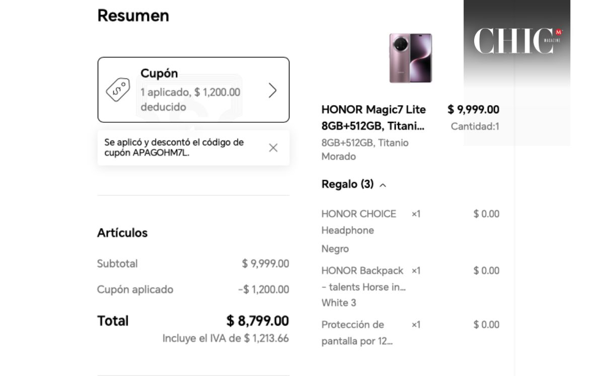 Precio del Honor remata Magic 7 Lite de 512 GB (Honor)