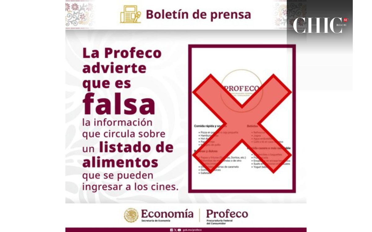 Profeco aclara los rumores sobre la comida en los cines (Profeco)