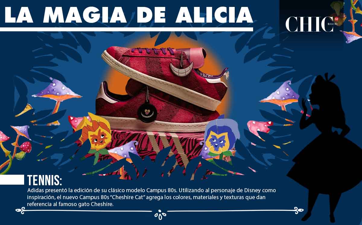 Adidas presentó la edición de su clásico modelo Campus 80s. Utilizando al personaje de Disney como inspiración, el nuevo Campus 80s “Cheshire Cat”