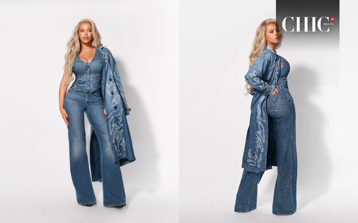 Así se ve el look de Beyoncé con Levi's (Foto. Cortesía)
