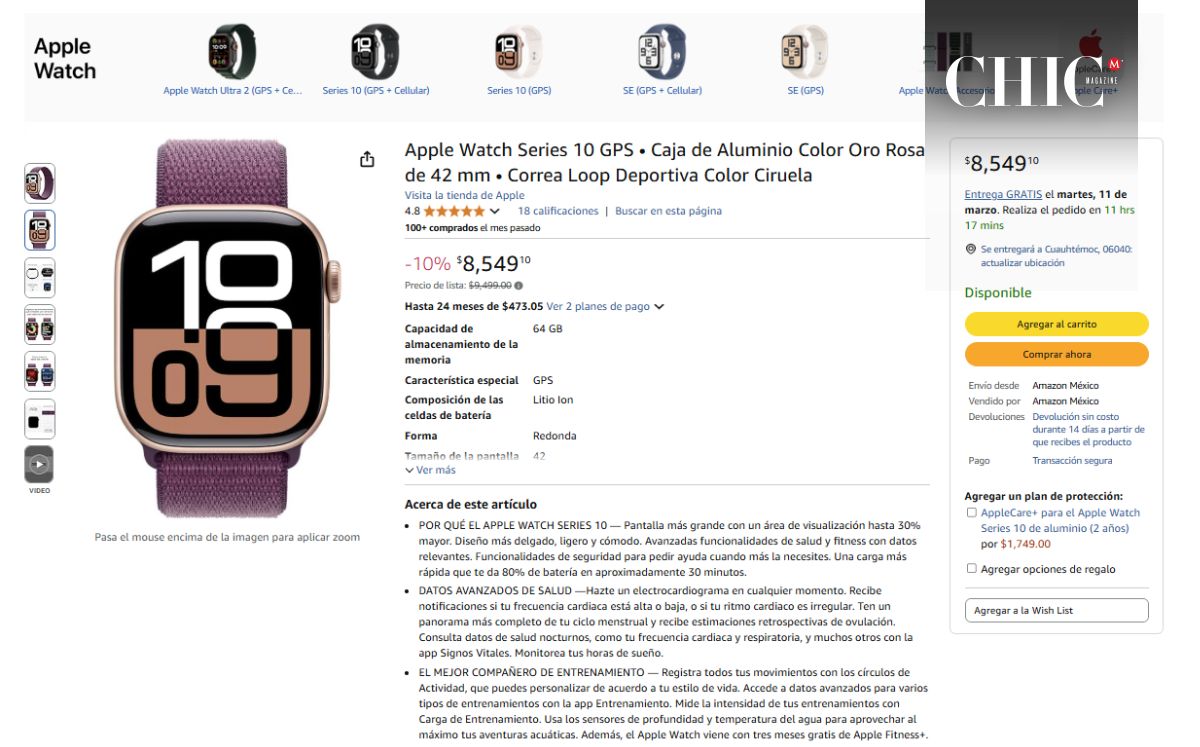 Oferta del Apple Watch Series 10 en Amazon (Foto: Amazon)