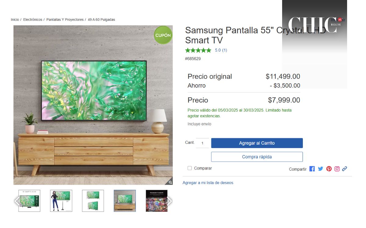 Oferta de pantalla Samsung de 55 pulgadas en Costco (Foto: Costco)
