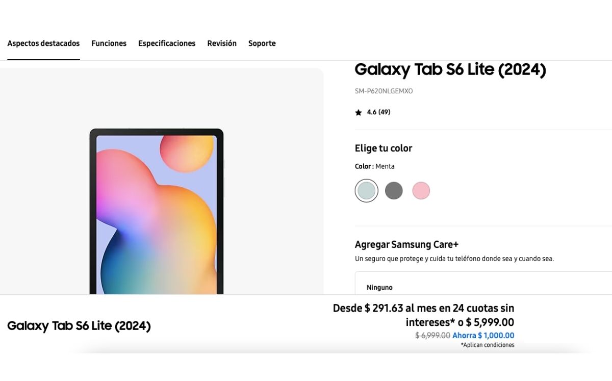 Precio de la Samsung Galaxy Tab S6 Lite (Samsung)