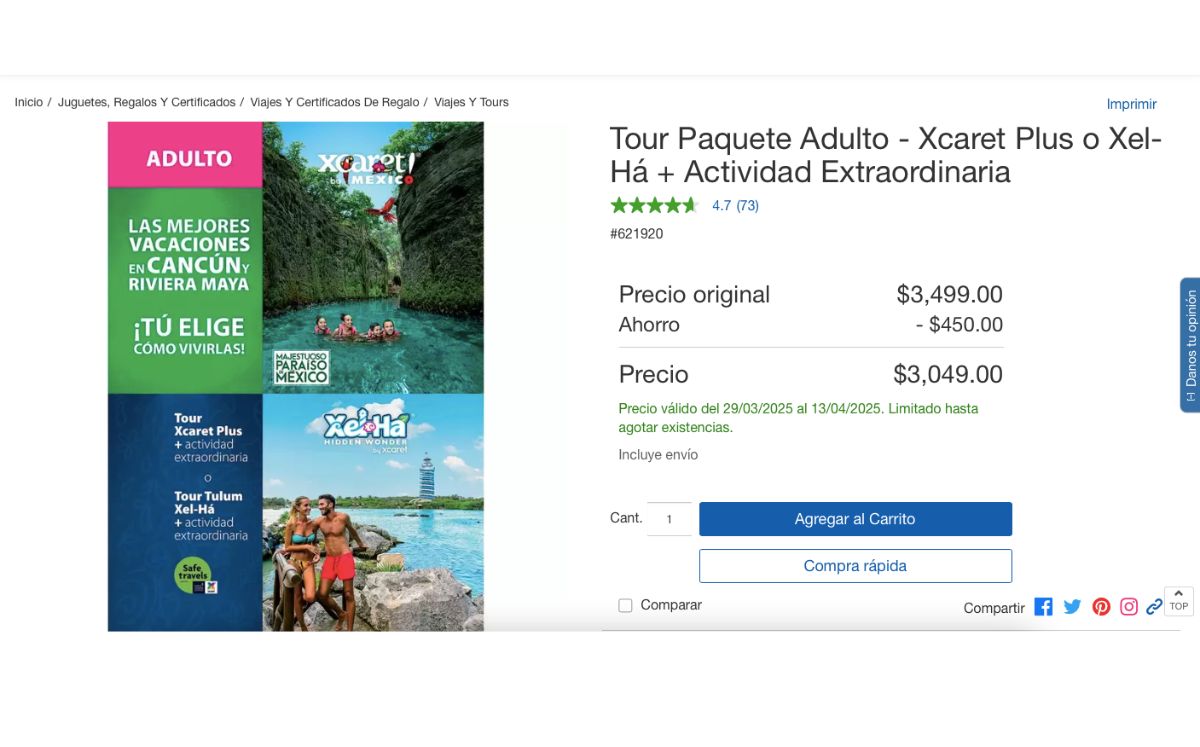 Tour de Xcaret y Xel-Há en oferta (Costco)