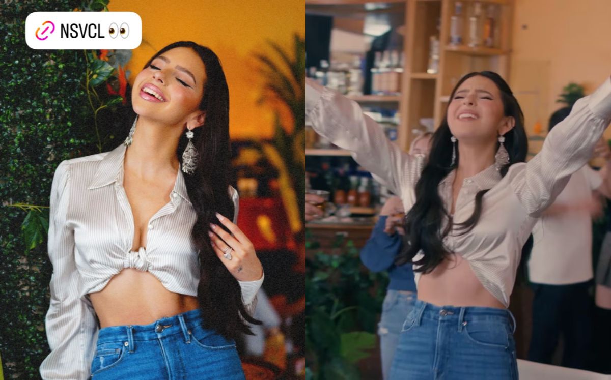 El look de Ángela Aguilar en su nuevo video musical (Foto: Youtube/Instagram)