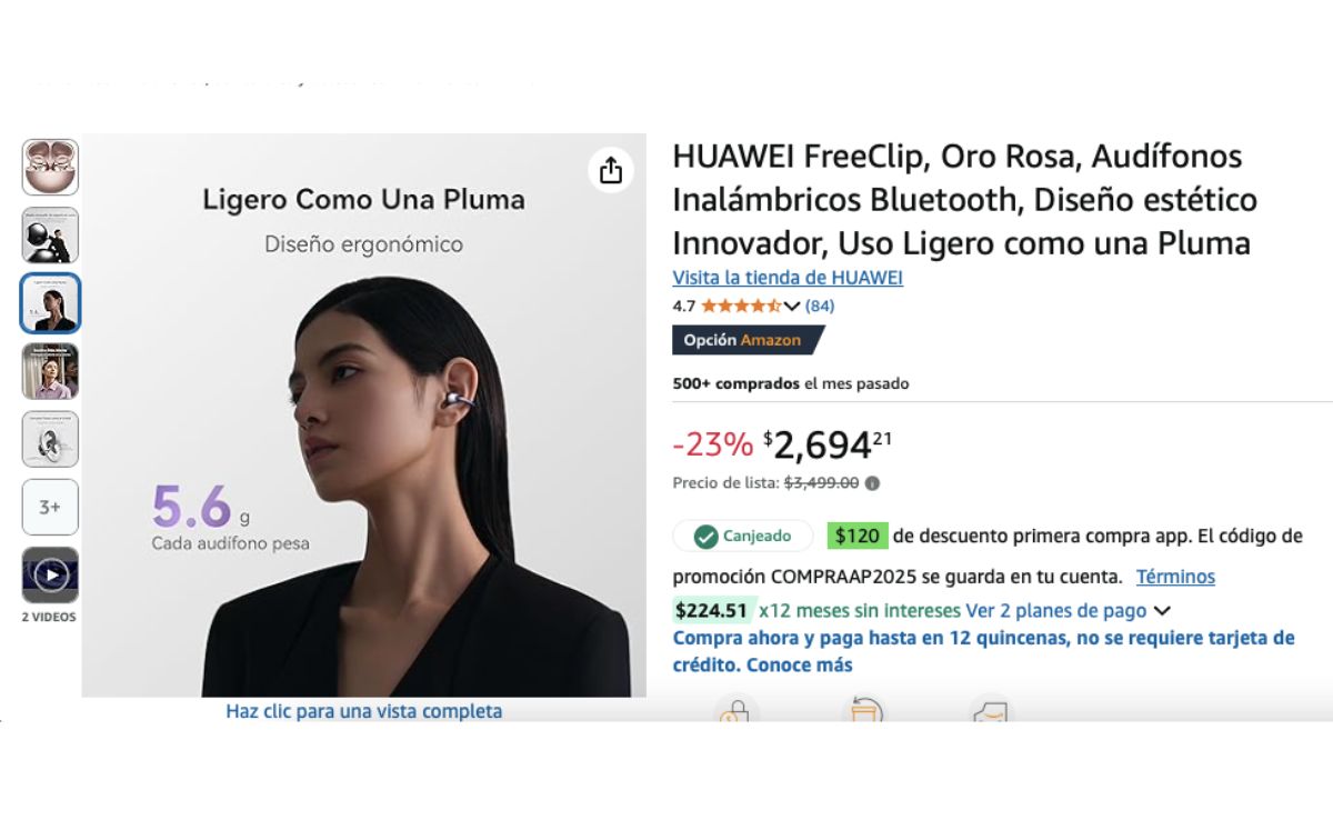 Precio de los Huawei FreeClip en oferta (Amazon)