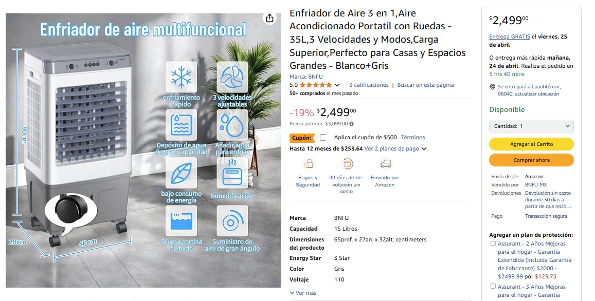 Oferta del aire acondicionado portátil con ruedas (Foto: Amazon)