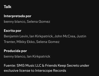 Créditos de "Talk (Spotify)