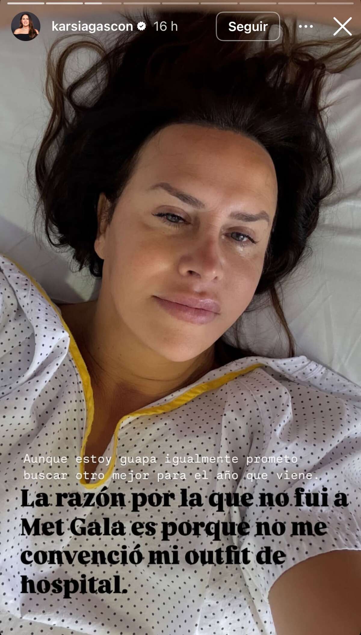Karla Sofía Gascón en el hospital (Instagram)