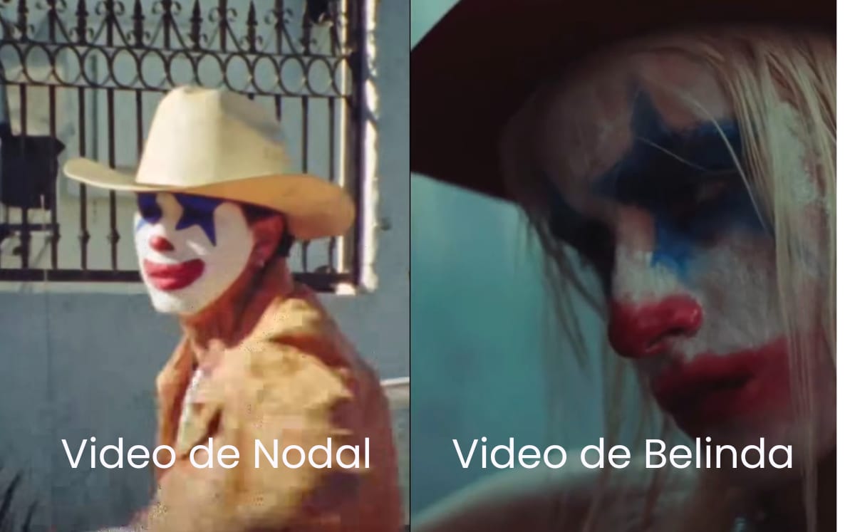 Payasos en los videos musicales de Christian Nodal y Belinda (YouTube)