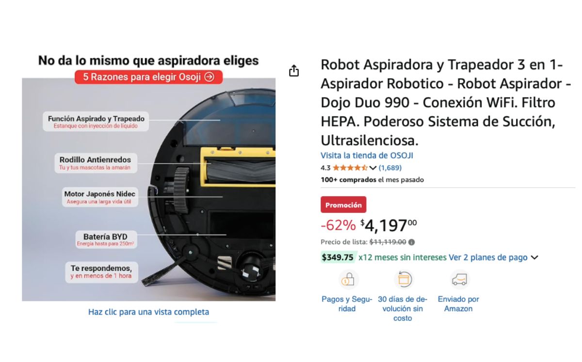 Precio de la aspiradora robot (Amazon)