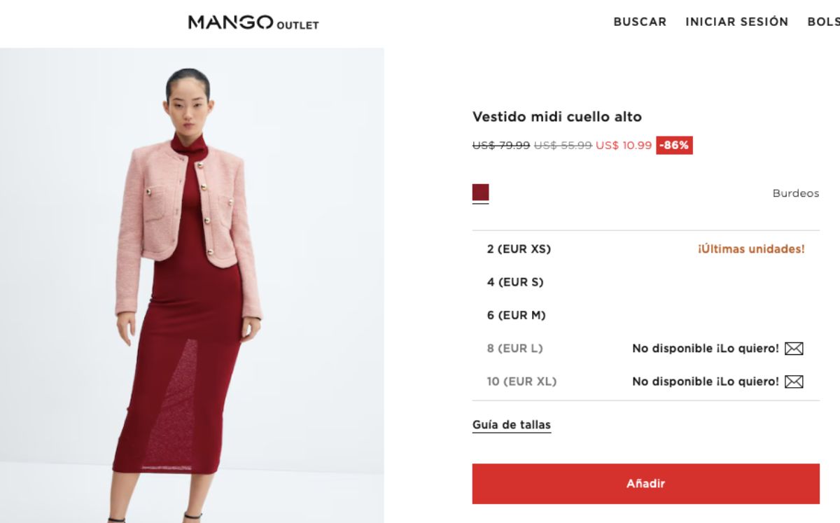 Precio del vestido de Mariana Rodríguez  (MANGO)