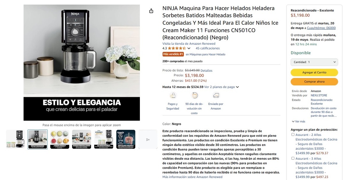 Oferta de la máquina para hacer helados Ninja CREAMi Deluxe (Foto: Amazon)