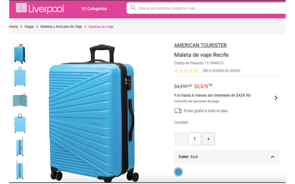 Maleta American Tourister en descuento (Liverpool)