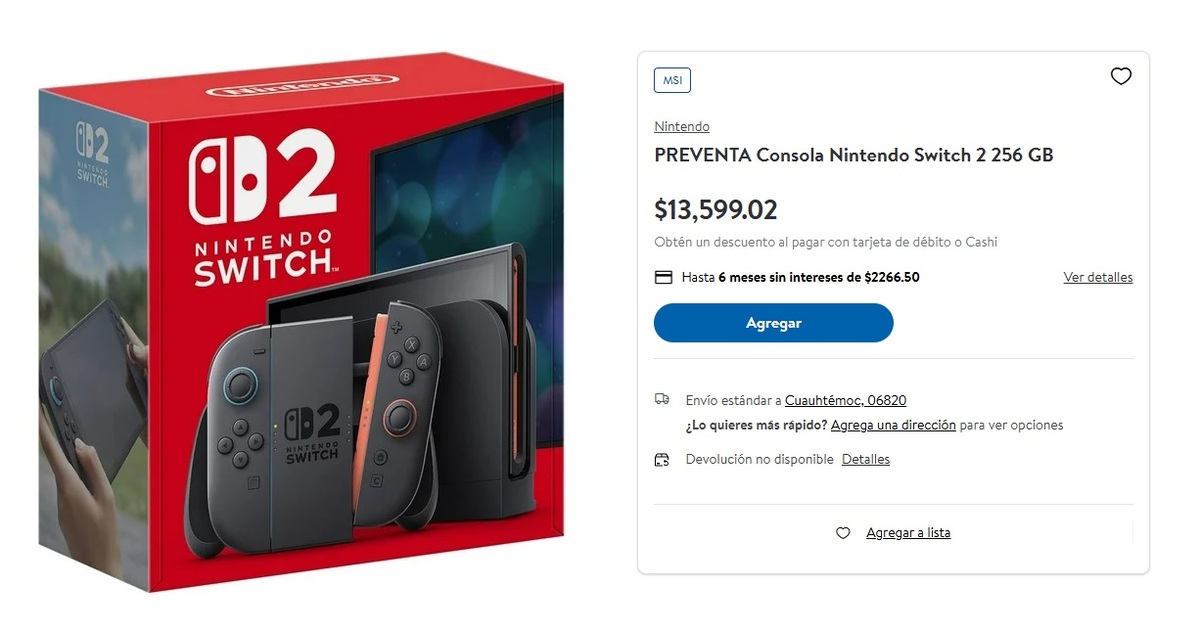 Precio del Nintendo Switch 2 en Sam's Club (Foto: Sam's Club)