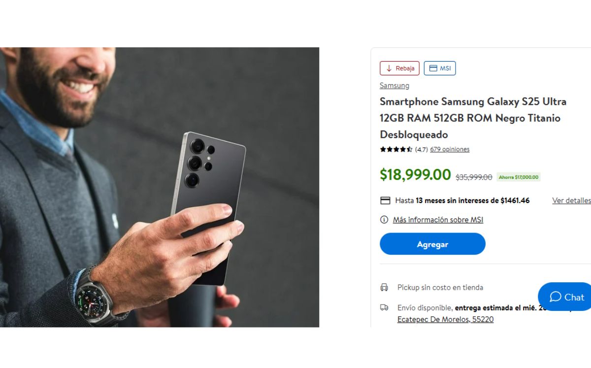 Precio más bajo del Samsung Galaxy S25 Ultra en promoción en Walmart (Walmart)
