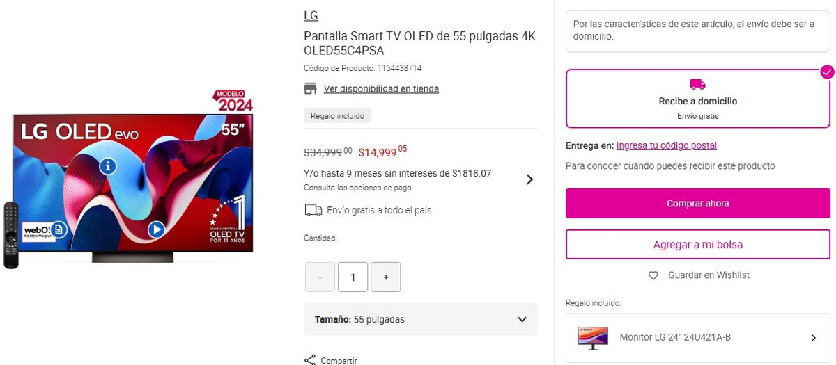 Pantalla OLED LG de 55 pulgadas (Liverpool)