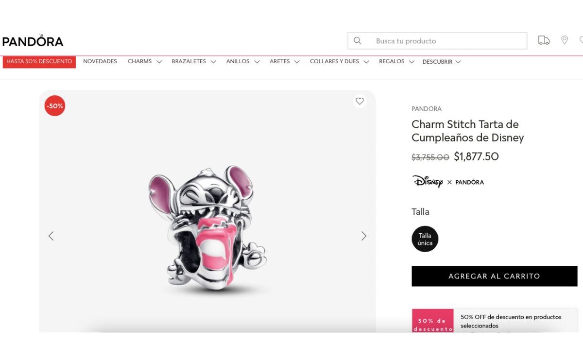 Precio del charm de Stitch de Pandora (Pandora)