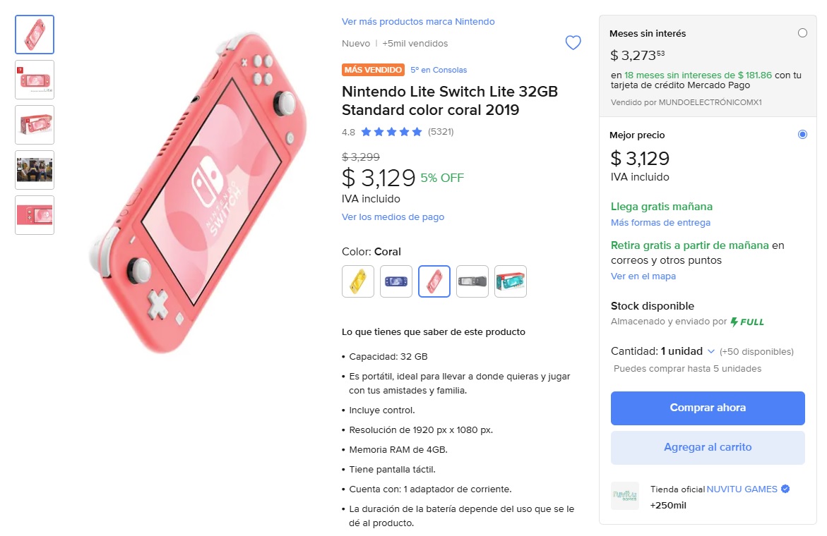 Nintendo Switch Lite está en su precio más bajo durante el Hot Sale