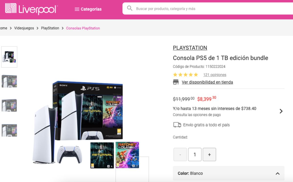 Precio del Play Station 5 de 1 TB edición Bundle en oferta (Liverpool)