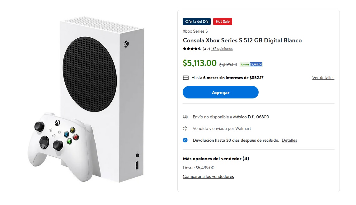 Oferta del Xbox Series S en Walmart (Foto: Walmart)