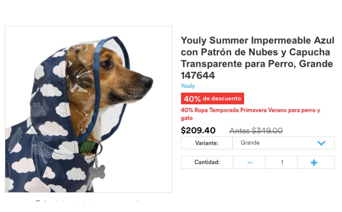 Impermeable para perro en descuento (Petco)