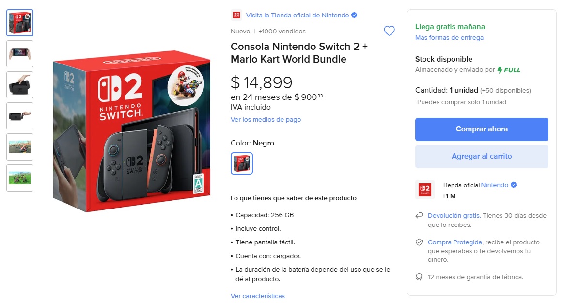 Nintendo Switch 2 no se ha agotado de todos lados (Foto: Mercado Libre)