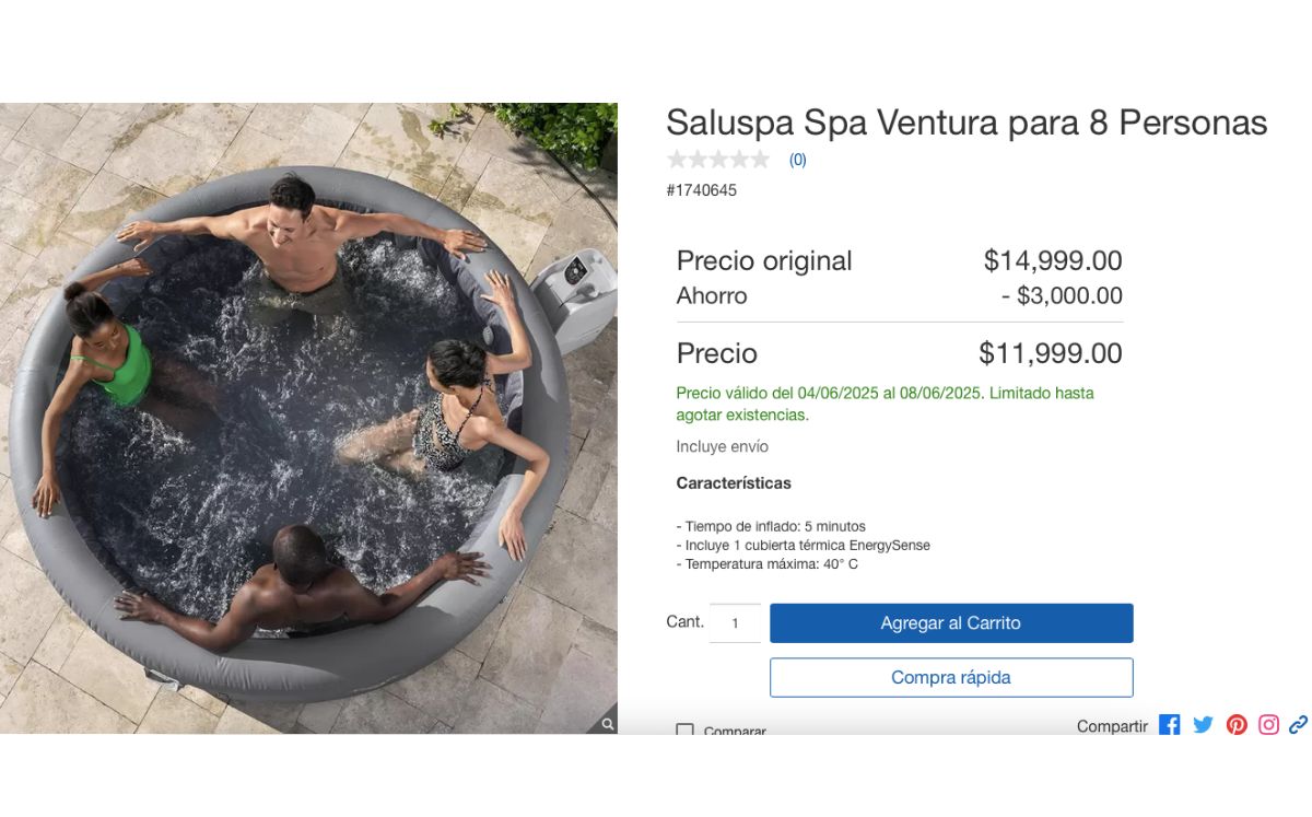Precio del jacuzzi de Costco que está en descuento (Costco)