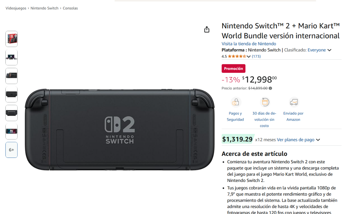 Nintendo Switch 2 con Mario Kart de oferta en Amazon (Foto: Amazon)