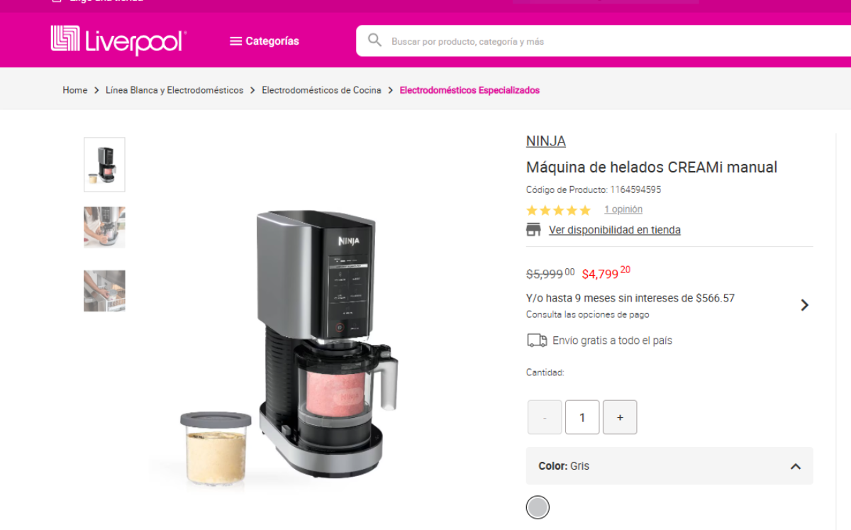 Máquina de helados Ninja CREAMi de oferta en Liverpool
