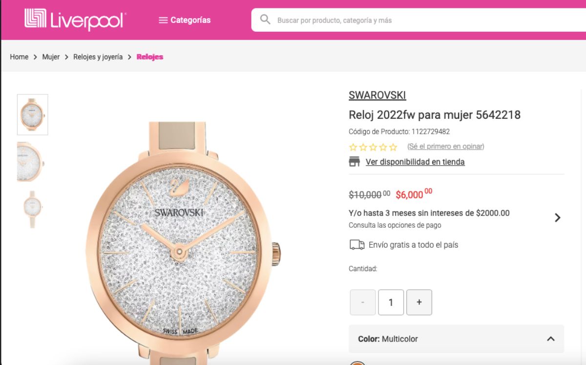 Reloj Swarovski en descuento (Liverpool)