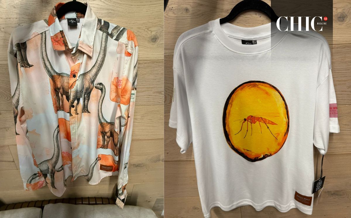 Dos de las once piezas que conforman la colección cápsula de Olmos & Flores inspirada en Jurassic World: Renace. (Foto: Cortesía)