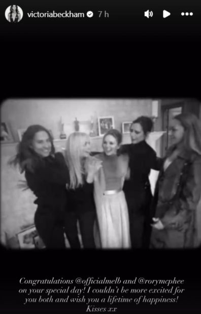 Victoria Beckham felicita a Mel B por su boda tras no asistir (Instagram)