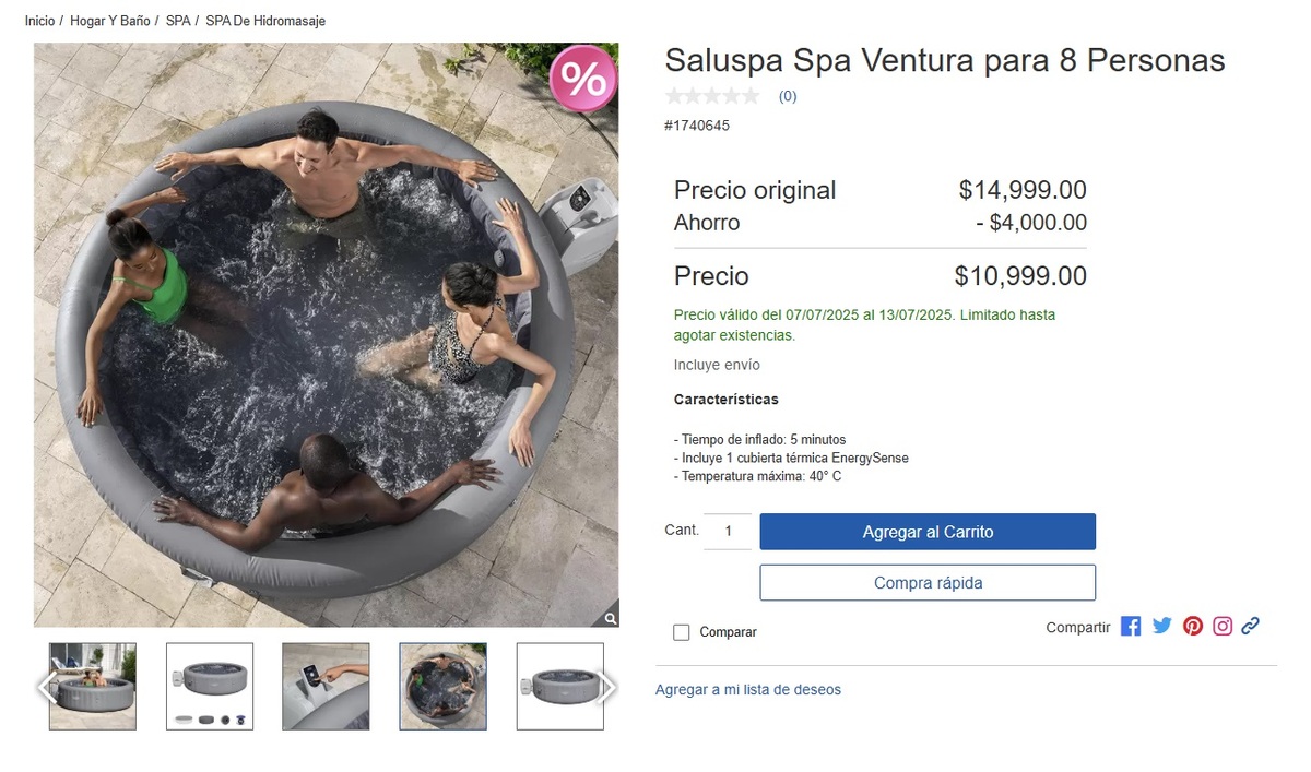 Oferta del spa inflable con jacuzzi (Foto: Costco)