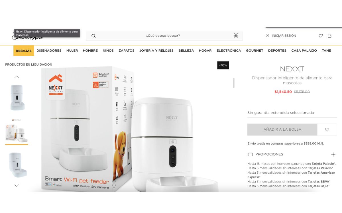 Dispensador automático para comida de perros y gatos, en descuento (Palacio de Hierro)