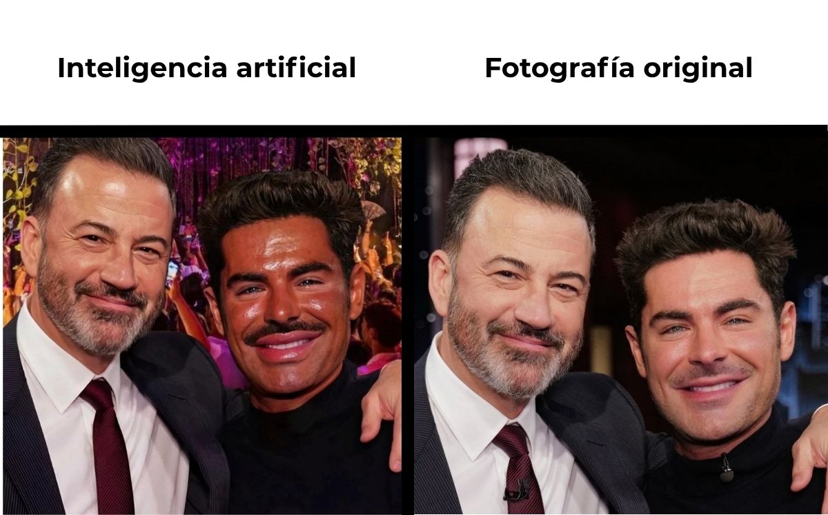Fotografía falsa y real del rostro de Zac Efron (X)