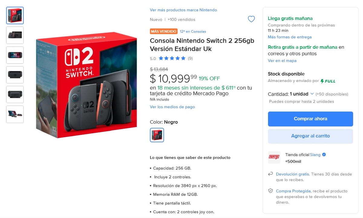Oferta del Nintendo Switch 2 en su precio más bajo (Foto: Mercado Libre)