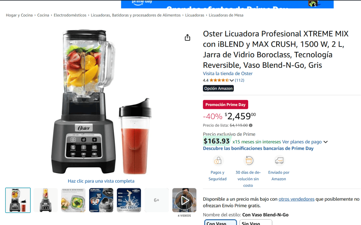 Licuadora Oster Profesional de oferta en Amazon por el Prime Day 2025 (Foto: Amazon)