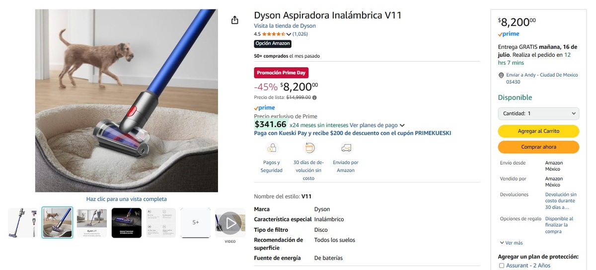 Oferta de aspiradora Dyson en Amazon (Foto: Amazon)