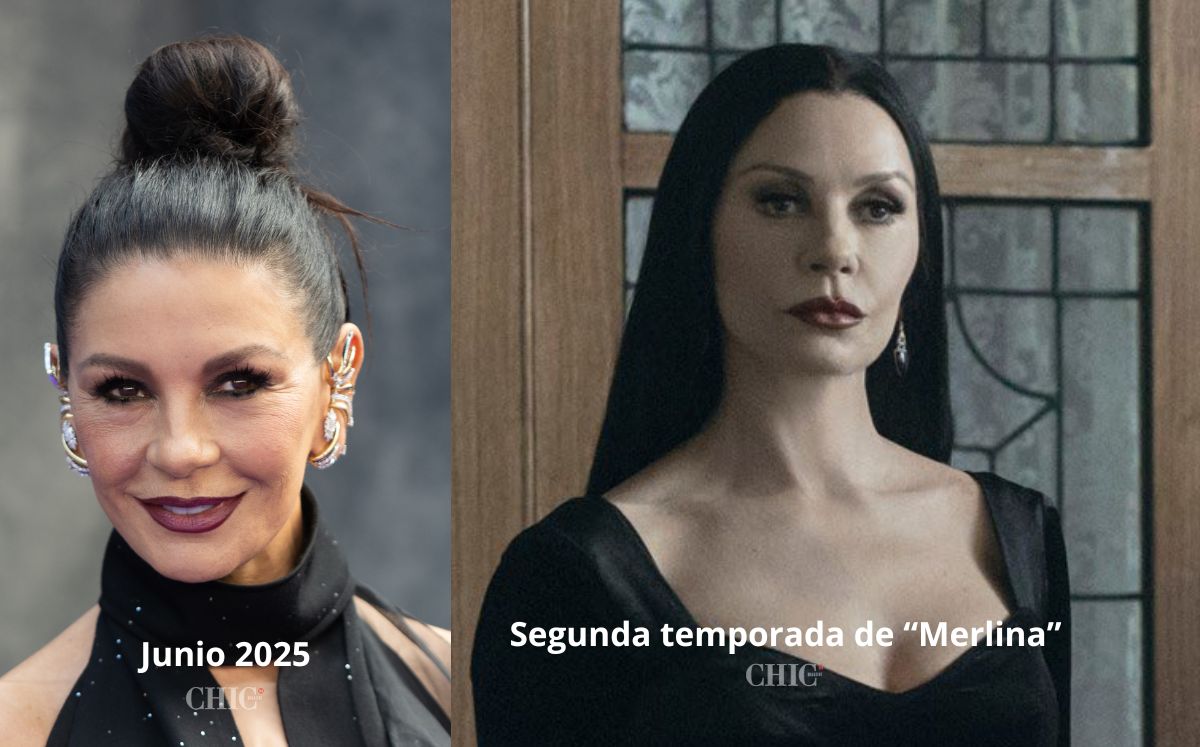 El antes y después de Catherine Zeta-Jones en “Merlina 2” causa furor (Getty Images)