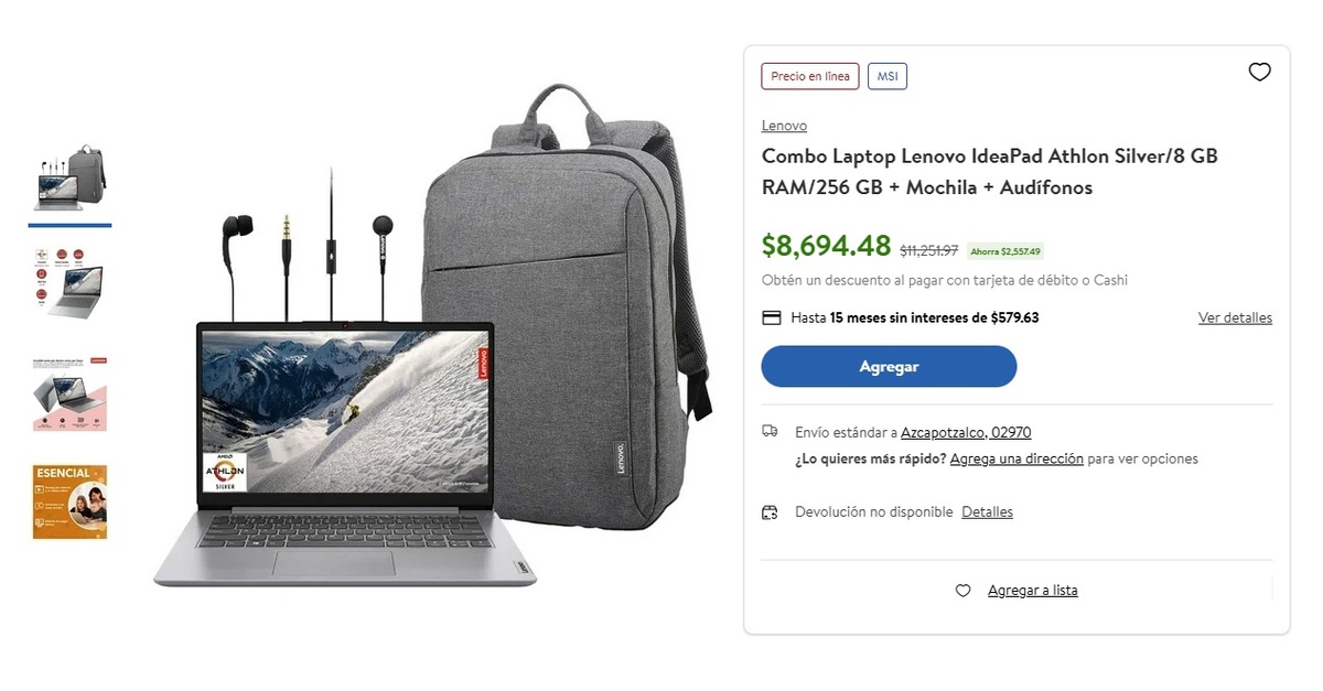 Esto es lo que incluye el combo Lenovo en Sam’s Club (Foto: Sams's Club)