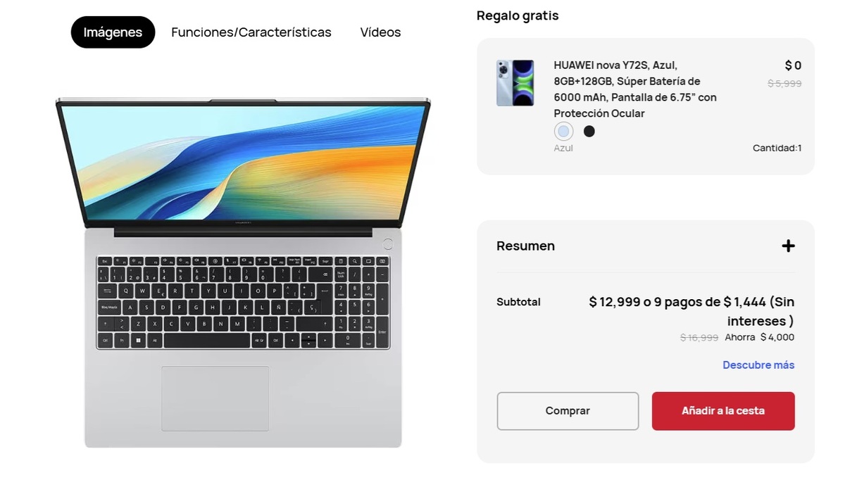 Oferta de la MateBook D 16 con celular de regalo (Foto: Huawei)