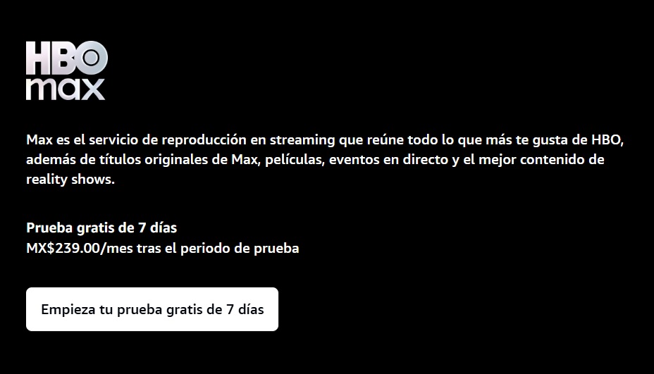 Así se ve la prueba de 7 días de Prime Video para tener HBO Max (Foto: Prime Video)