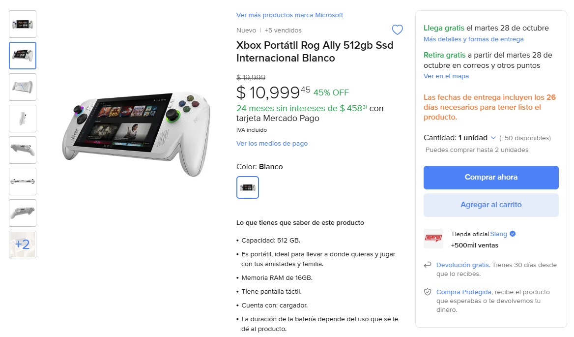 Oferta de la ROG Xbox Ally (Foto: Mercado Libre)