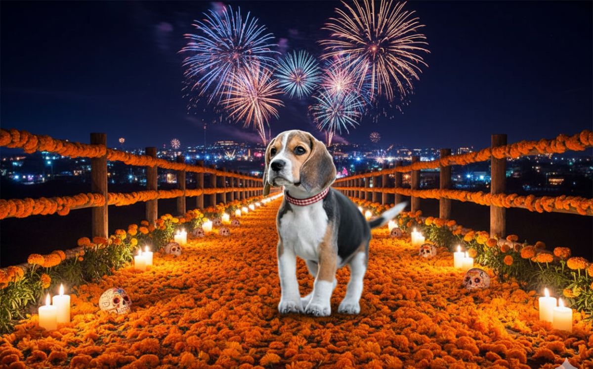 Resultado de la imagen de perros cruzando el puente en el Día de Muertos (Gemini)