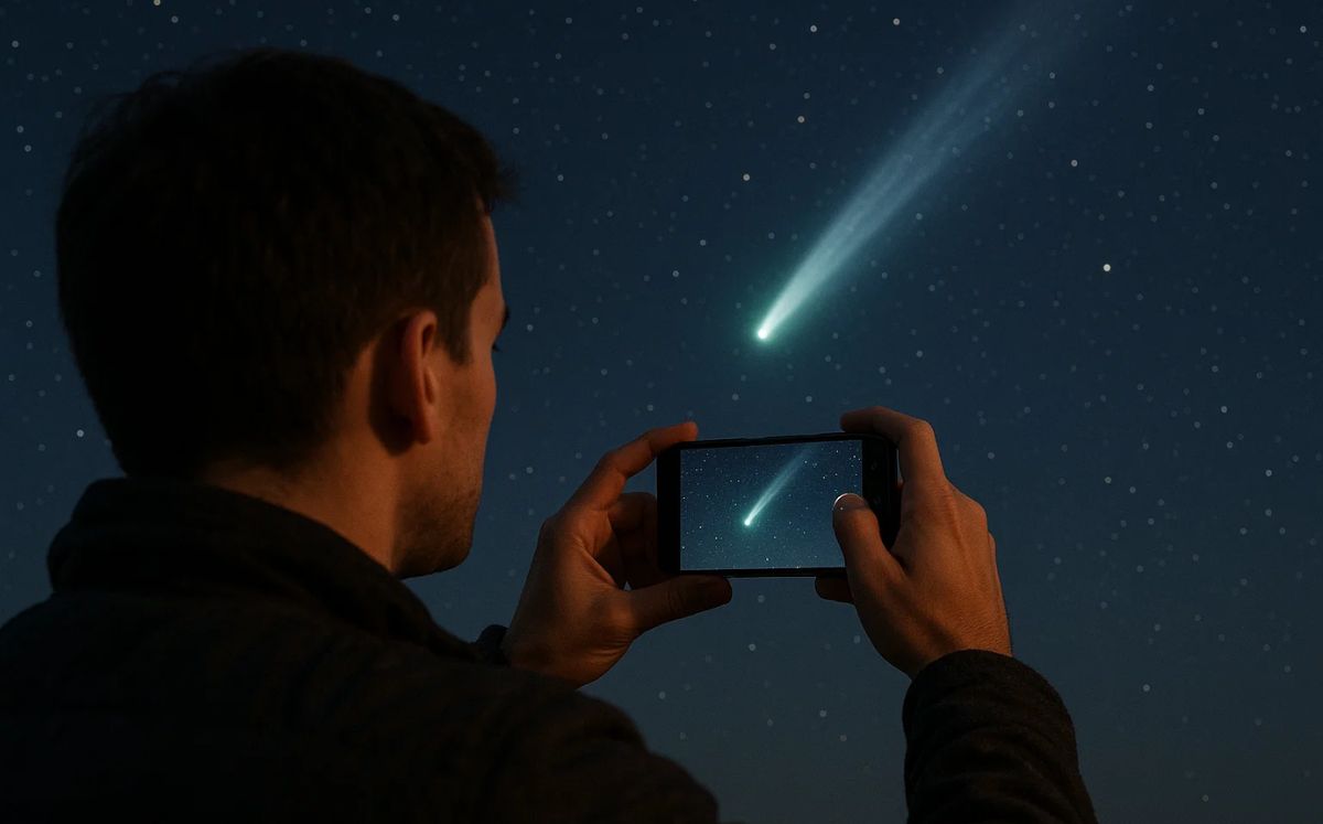 Cómo fotografíar el cometa Lemmon con un celular: Guía paso a paso (Foto. Sora)
