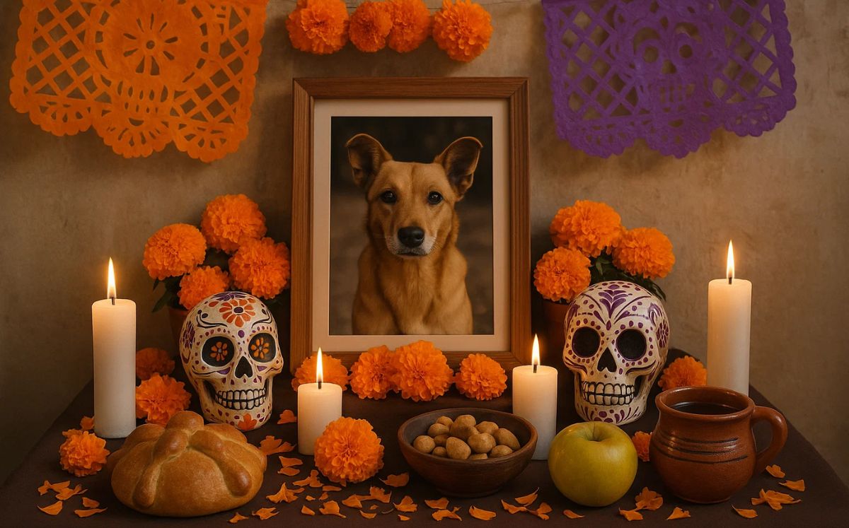 Ofrenda de Día de Muertos para mascotas: Cuándo se pone y qué lleva Foto: Sora)